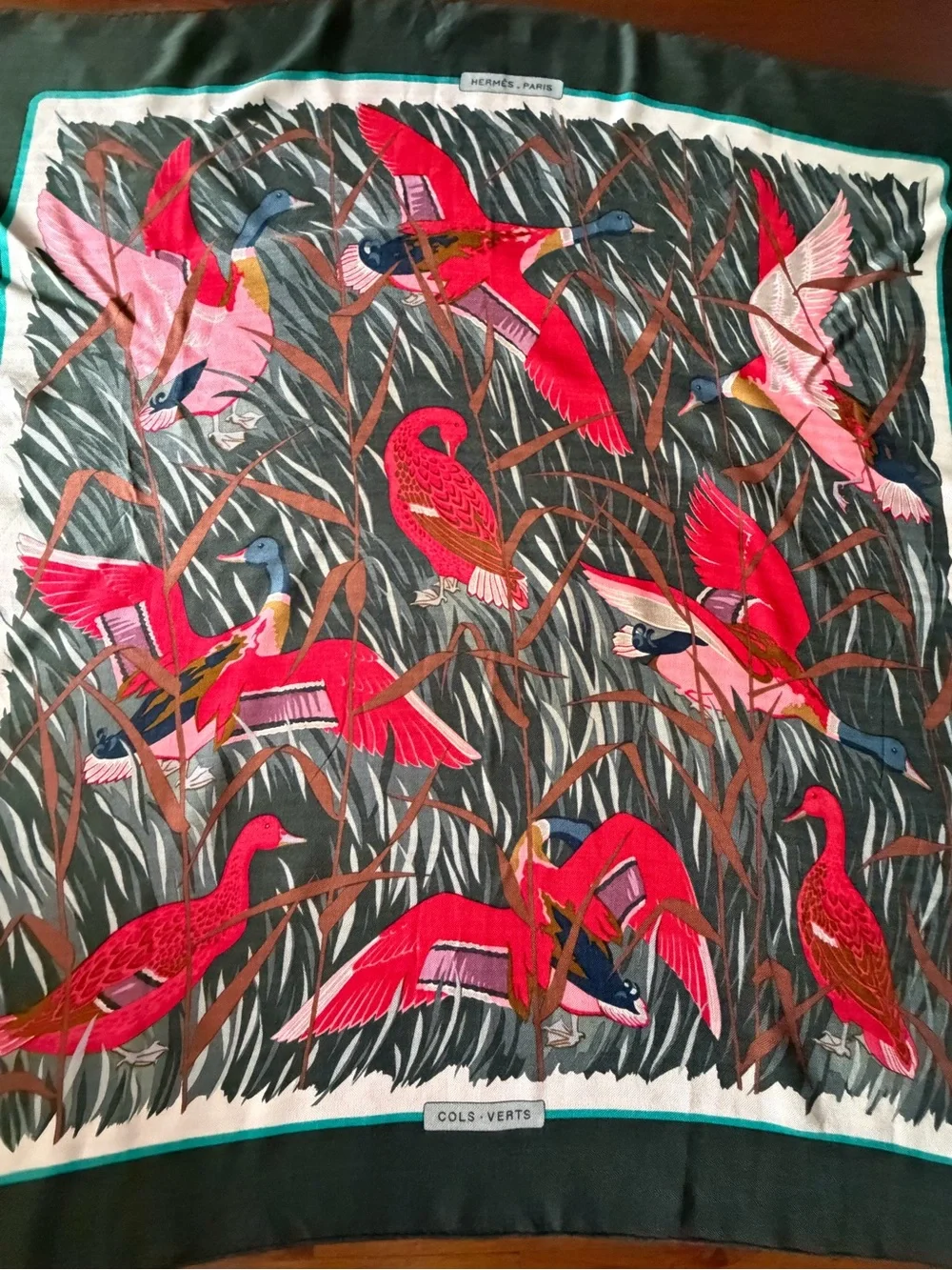 Vibrant Hermes Cols - Verts Cashmere/Silk Scarf.